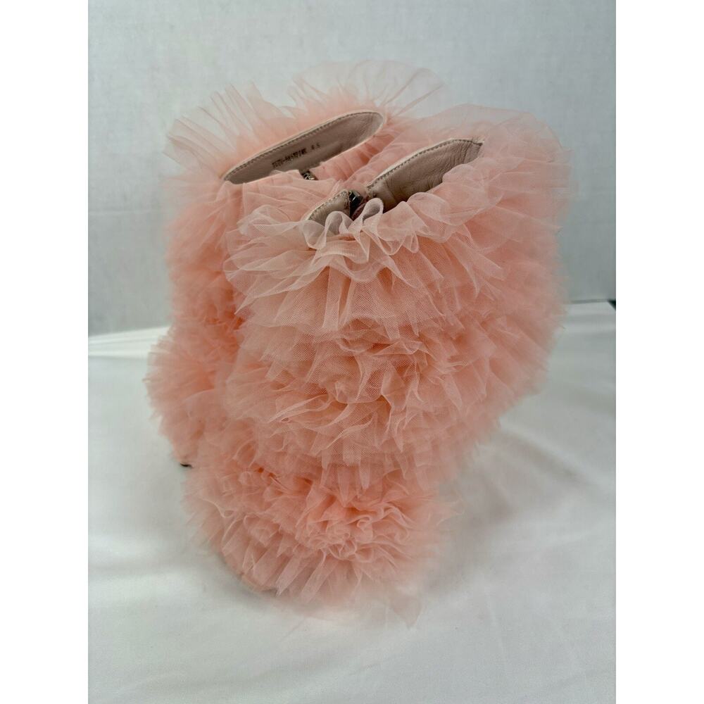 Azalea Wang Meticulously Tulle Tutu Stiletto Bootie Baby Pink 8.5 Open Toe - Picture 4 of 16